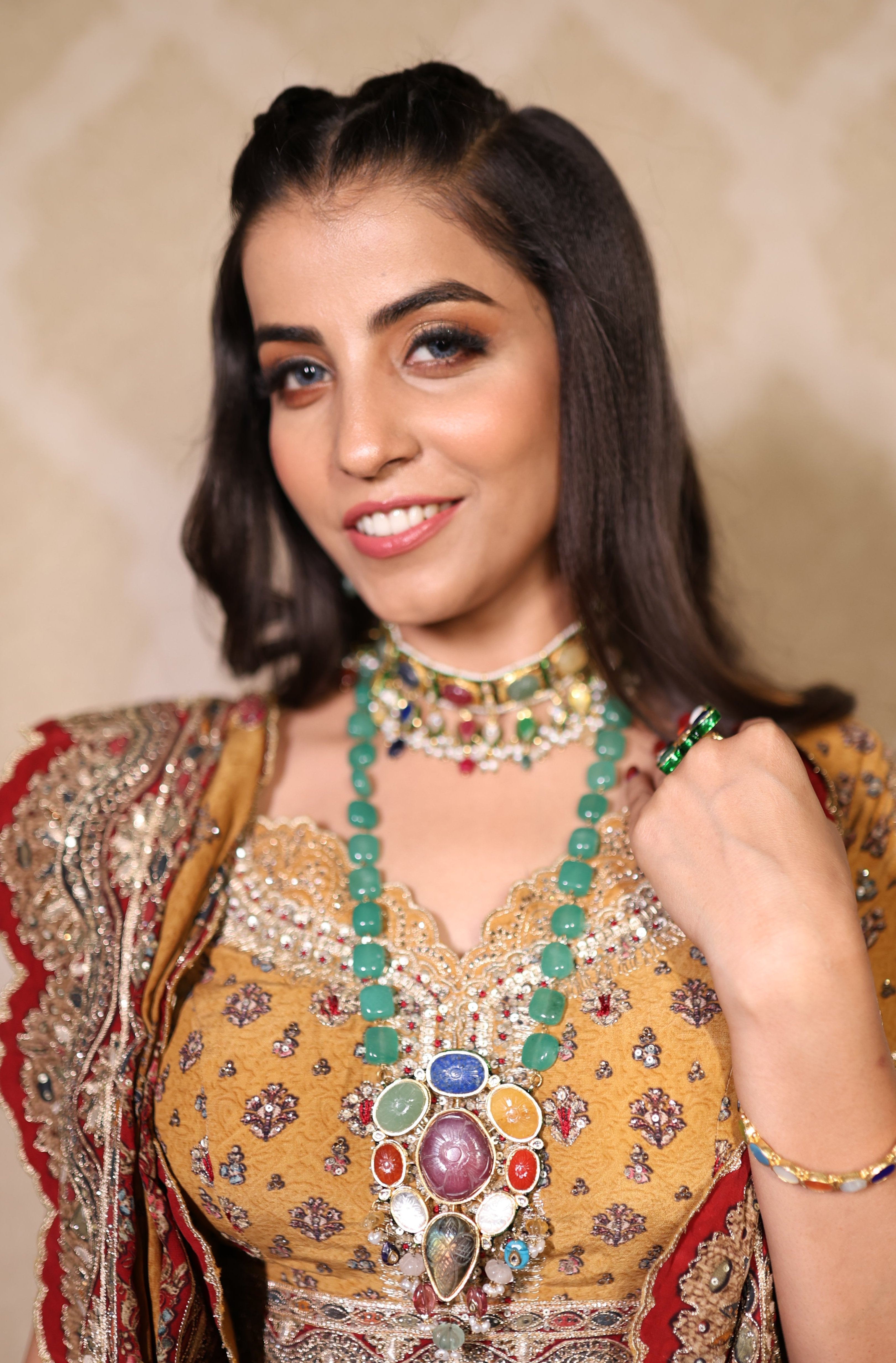 Ada Opulent Navratan Kundan Necklace - QUEENS JEWELS