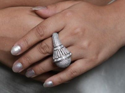 Exquisite American Diamond Bride Ring - QUEENS JEWELS