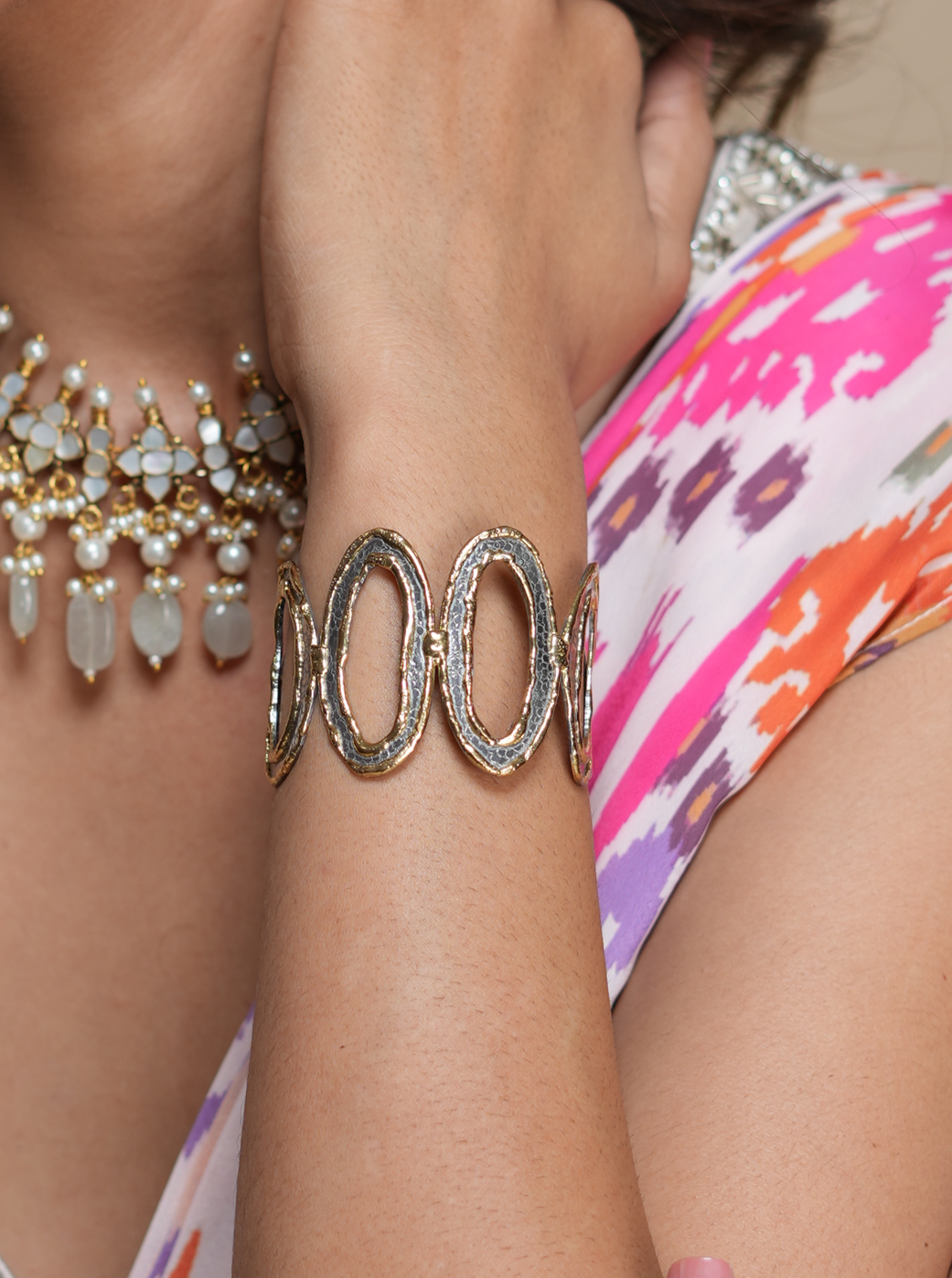 Maximalist Dual Plated Luxurious Cuff - Openable - QUEENS JEWELS