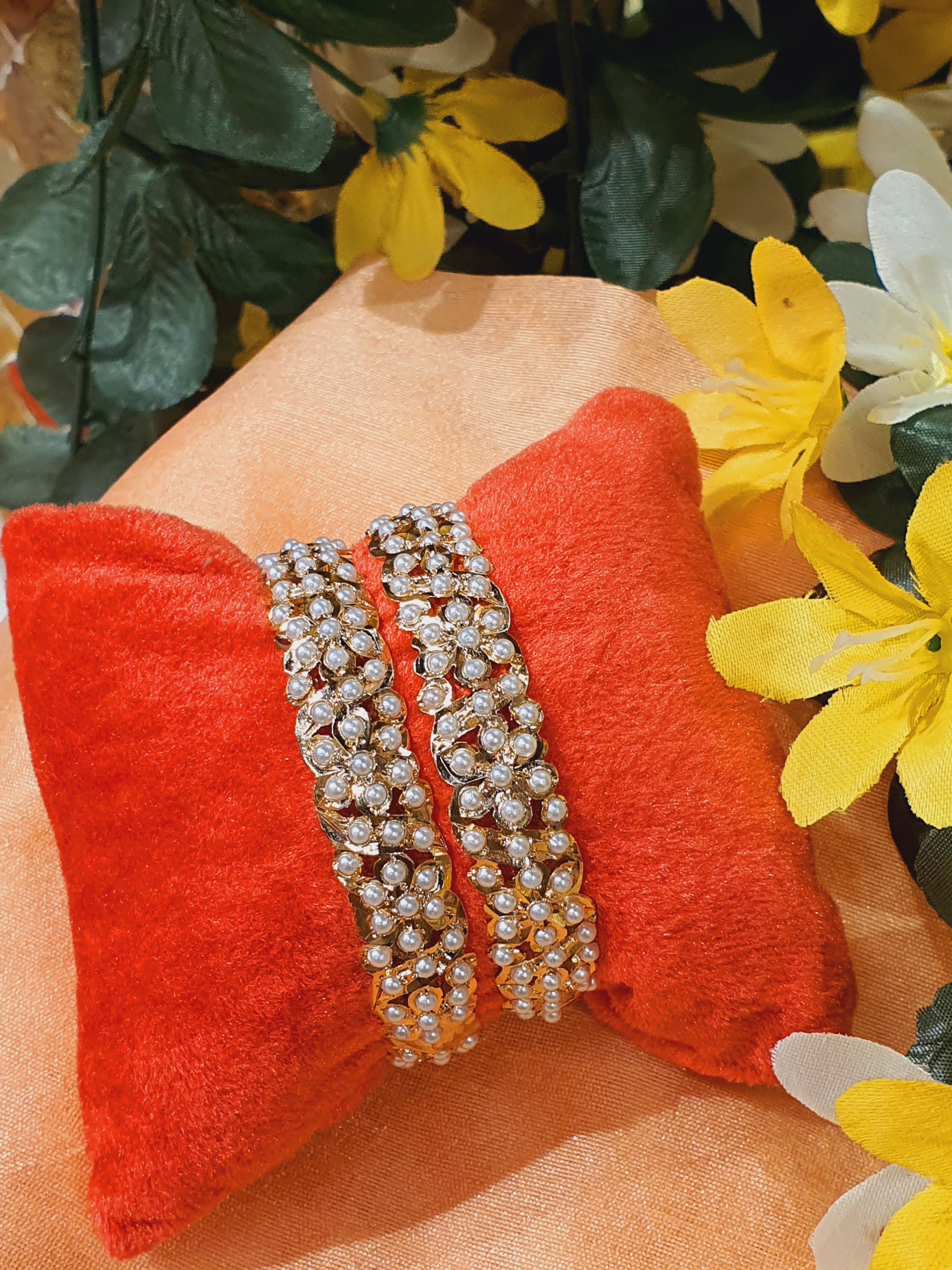 Irya White Jadau Bangles - QUEENS JEWELS