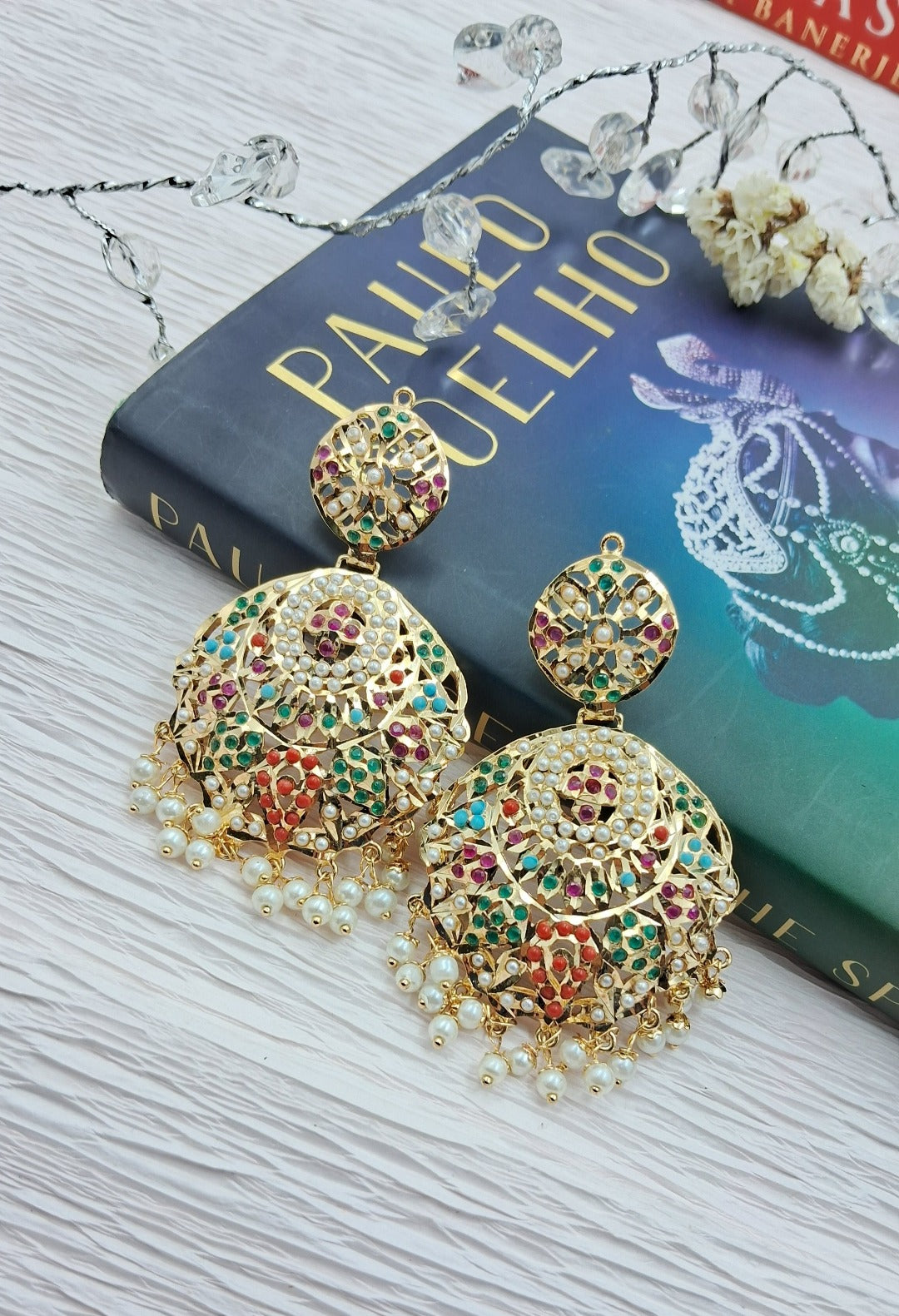 Alisha Jadau Chaandbali Earrings - QUEENS JEWELS