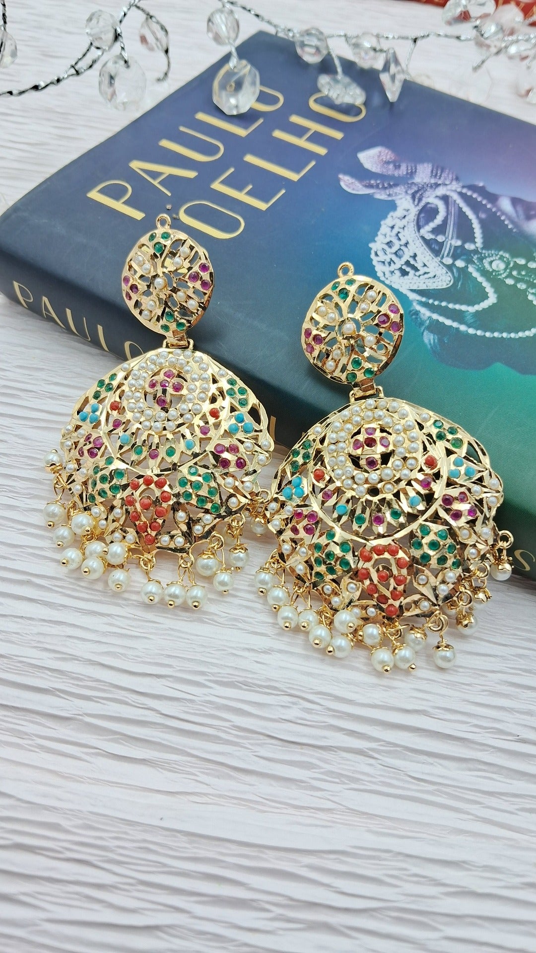 Alisha Jadau Chaandbali Earrings - QUEENS JEWELS