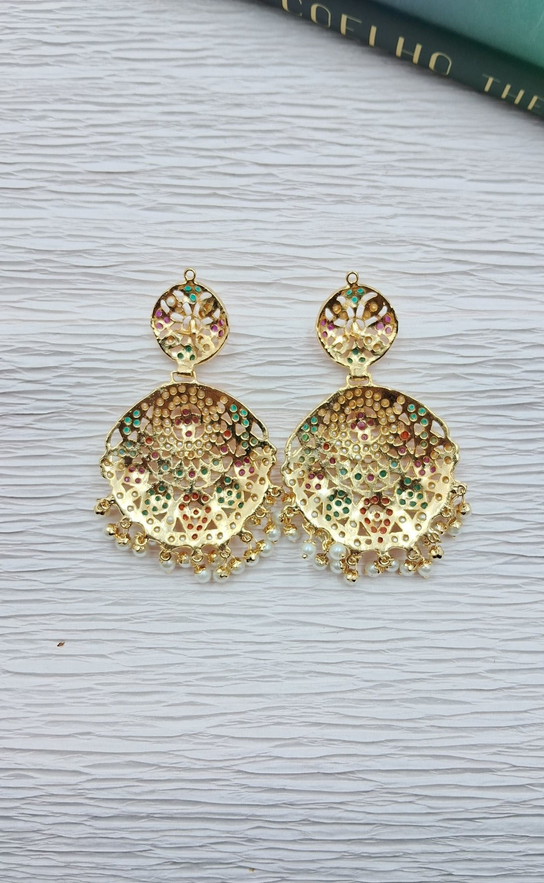 Alisha Jadau Chaandbali Earrings - QUEENS JEWELS