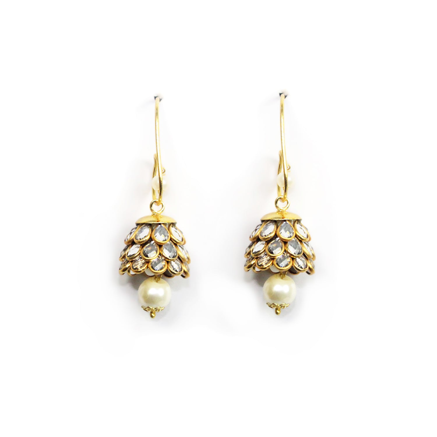 Anika Pachi Jhumka Earrings - Neutral - QUEENS JEWELS