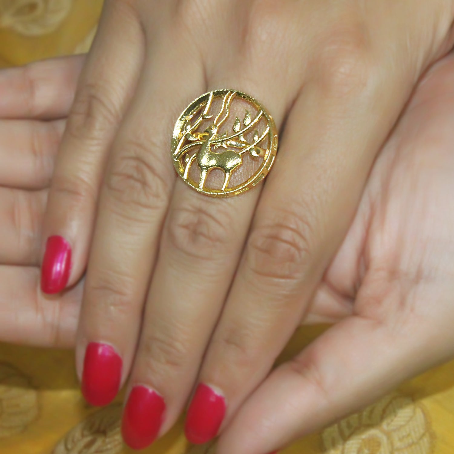 Gilded Deer Ring - Adjustable - QUEENS JEWELS