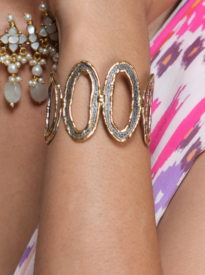 Maximalist Dual Plated Luxurious Cuff - Openable - QUEENS JEWELS