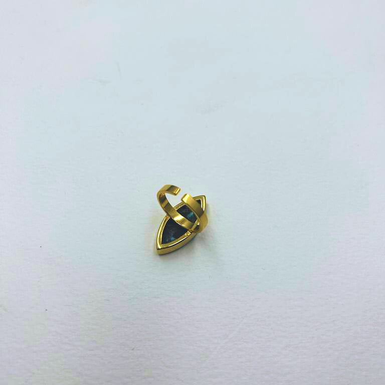 Archies Adjustable Mohave Deep Aqua Citrine Gold Plated Ring - QUEENS JEWELS