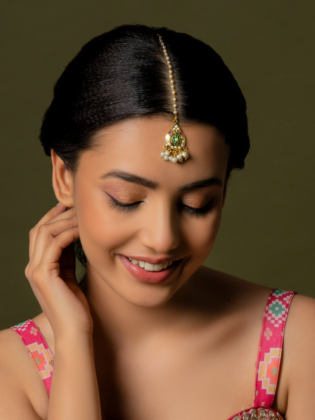 Inaya Gold Plated Jadau Maangtikka - QUEENS JEWELS