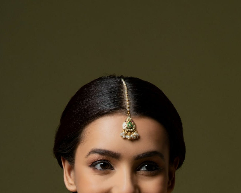 Inaya Gold Plated Jadau Maangtikka - QUEENS JEWELS