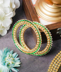 Meenakari Kundan Bangles Pair - QUEENS JEWELS