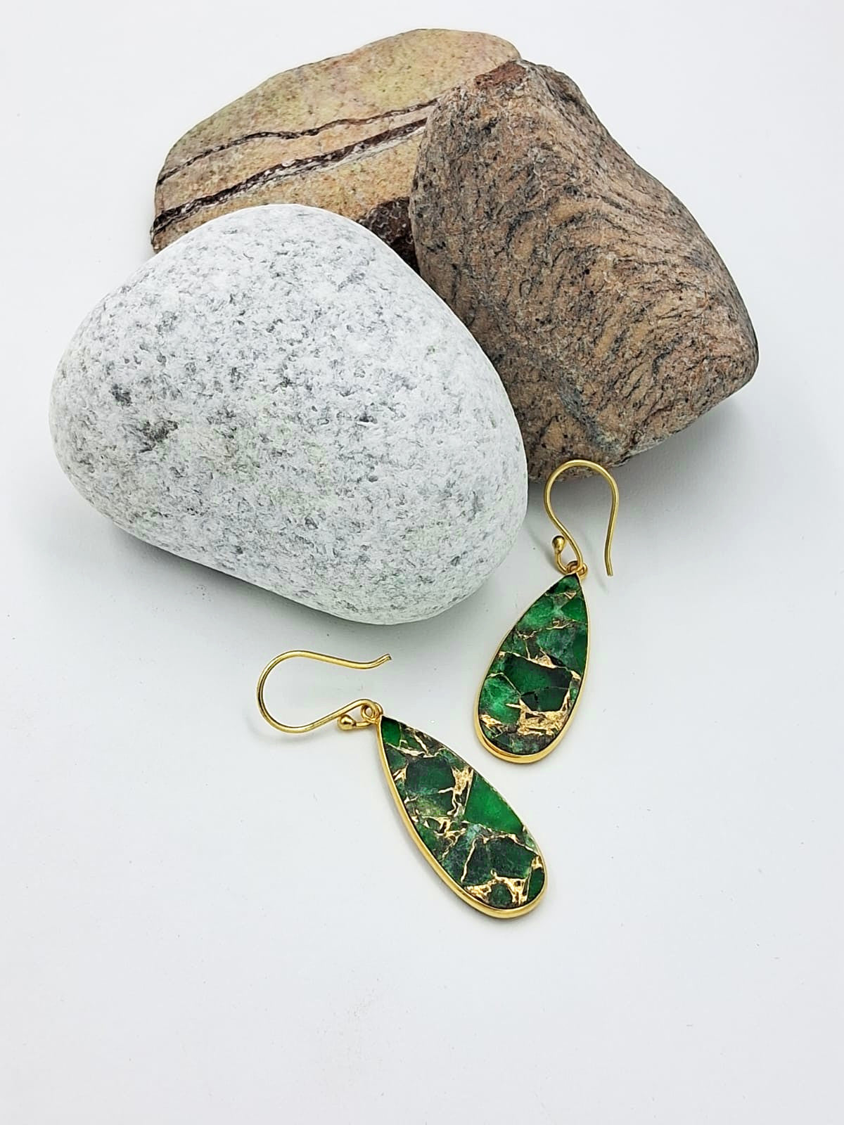 Mohave Rain Drop Semi Precious Dangler Earrings - QUEENS JEWELS
