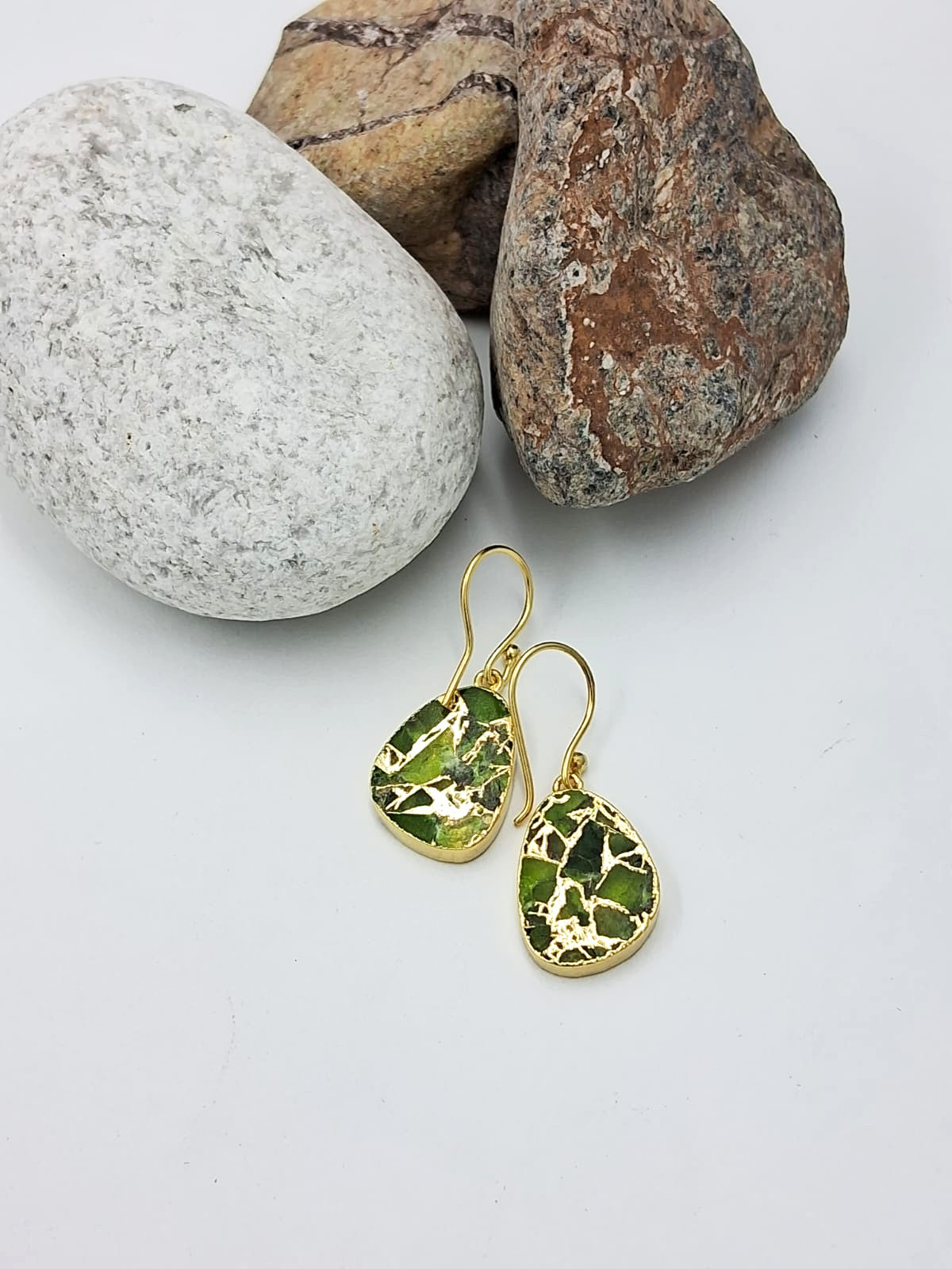 Mohave Petal Drop Semi Precious Dangler Earrings - QUEENS JEWELS