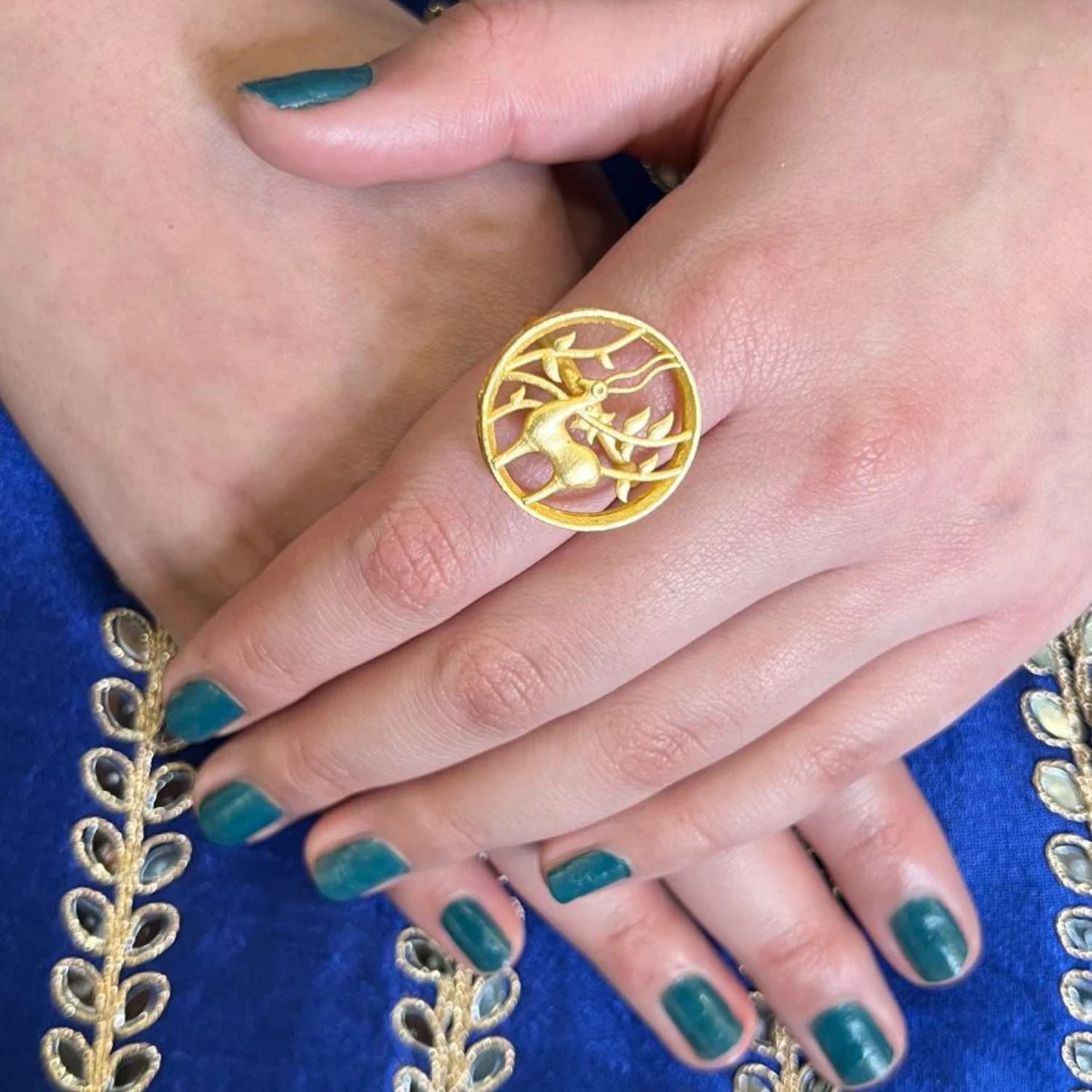 Gilded Deer Ring - Adjustable - QUEENS JEWELS