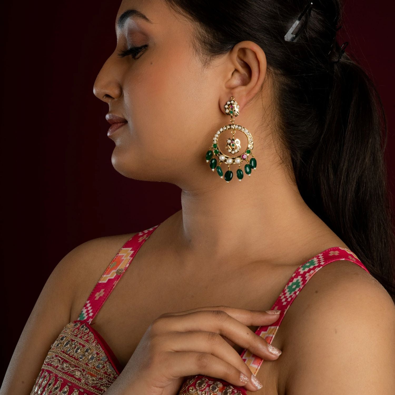 Arya Jadau Chaandbali - QUEENS JEWELS