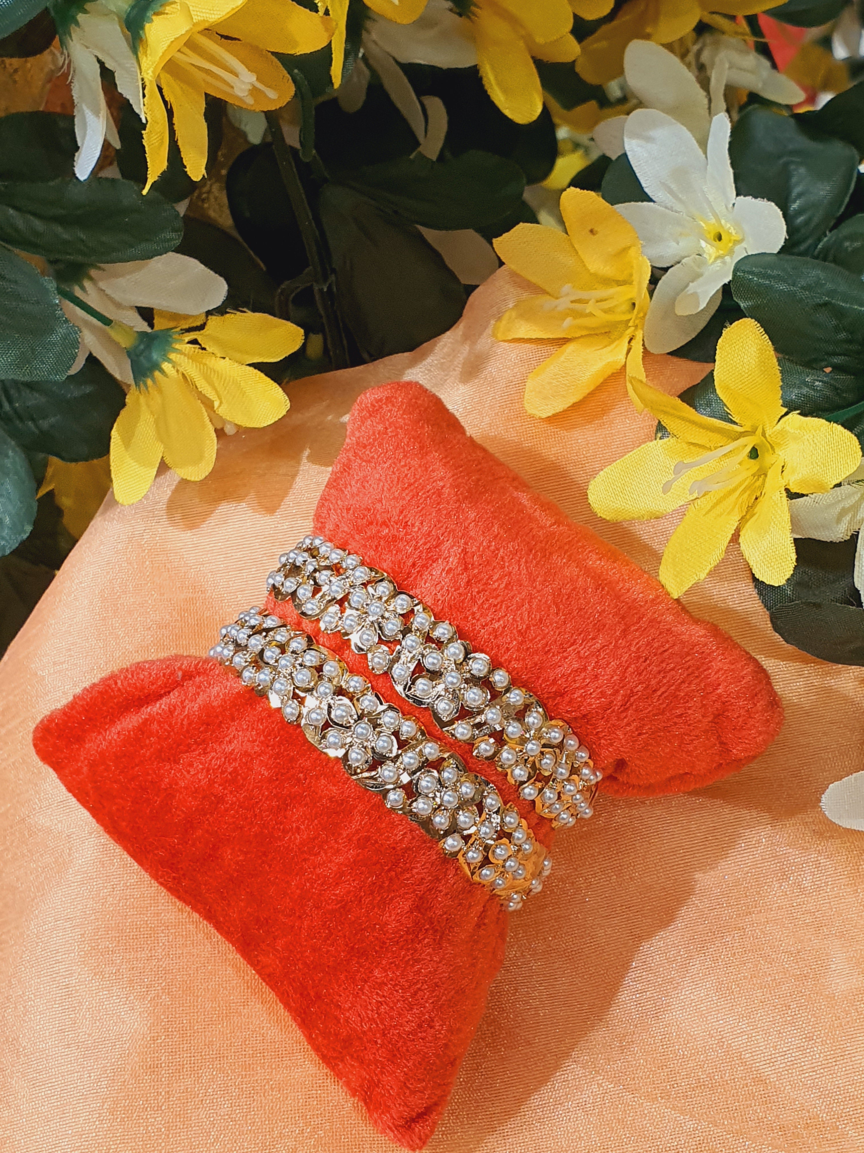 Irya White Jadau Bangles - QUEENS JEWELS