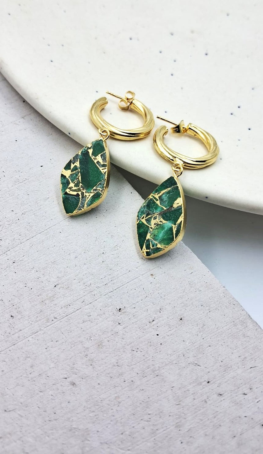 Mohave Leaflet Semi Precious Dangler Earrings - QUEENS JEWELS