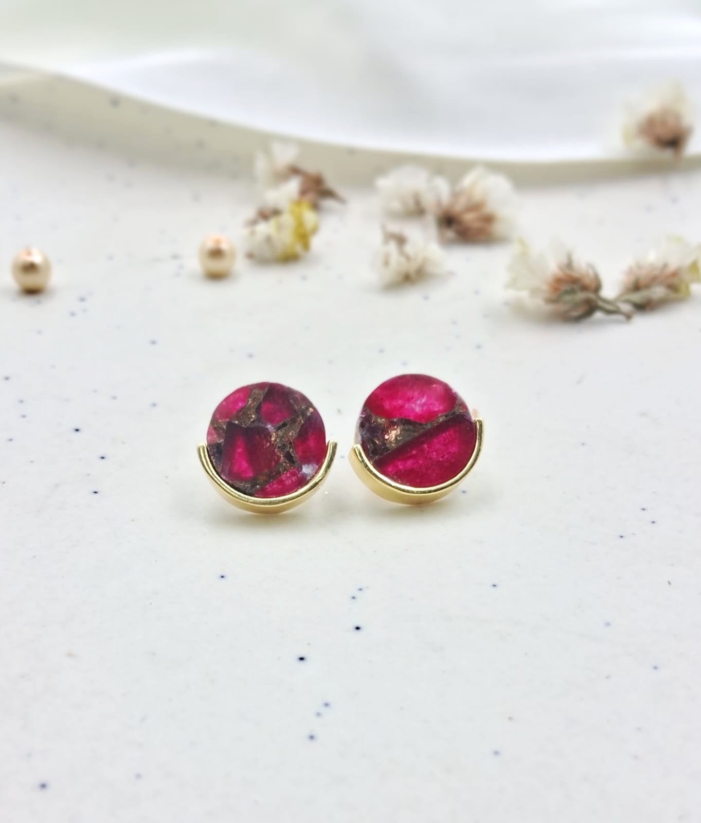 Mohave Round Cut Semi Precious Stud Earrings - QUEENS JEWELS
