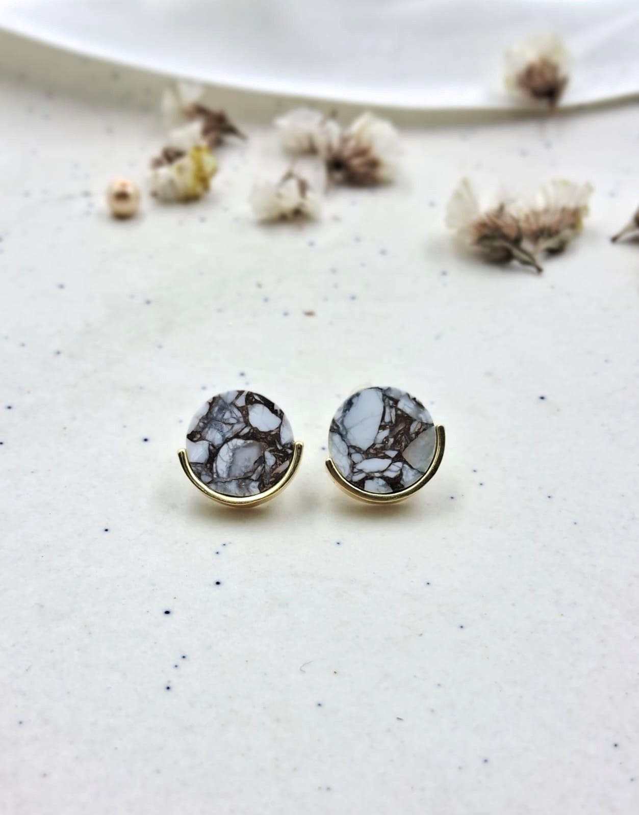 Semi precious deals stone stud earrings