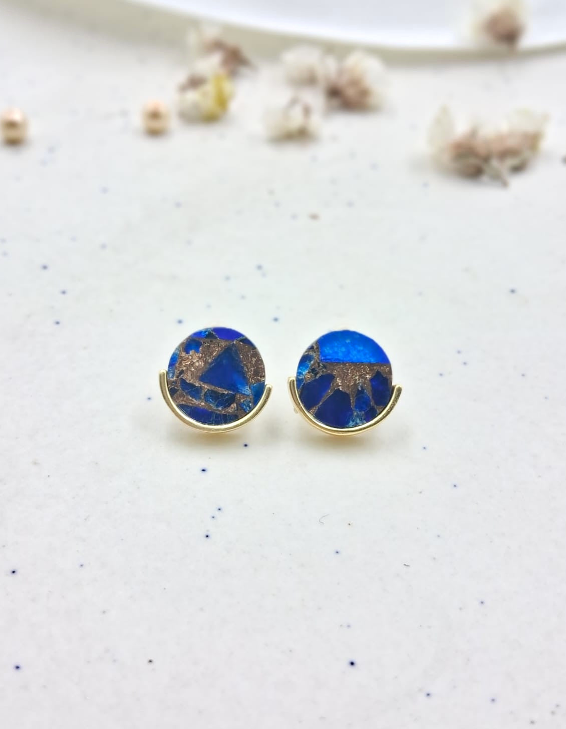 Mohave Round Cut Semi Precious Stud Earrings - QUEENS JEWELS