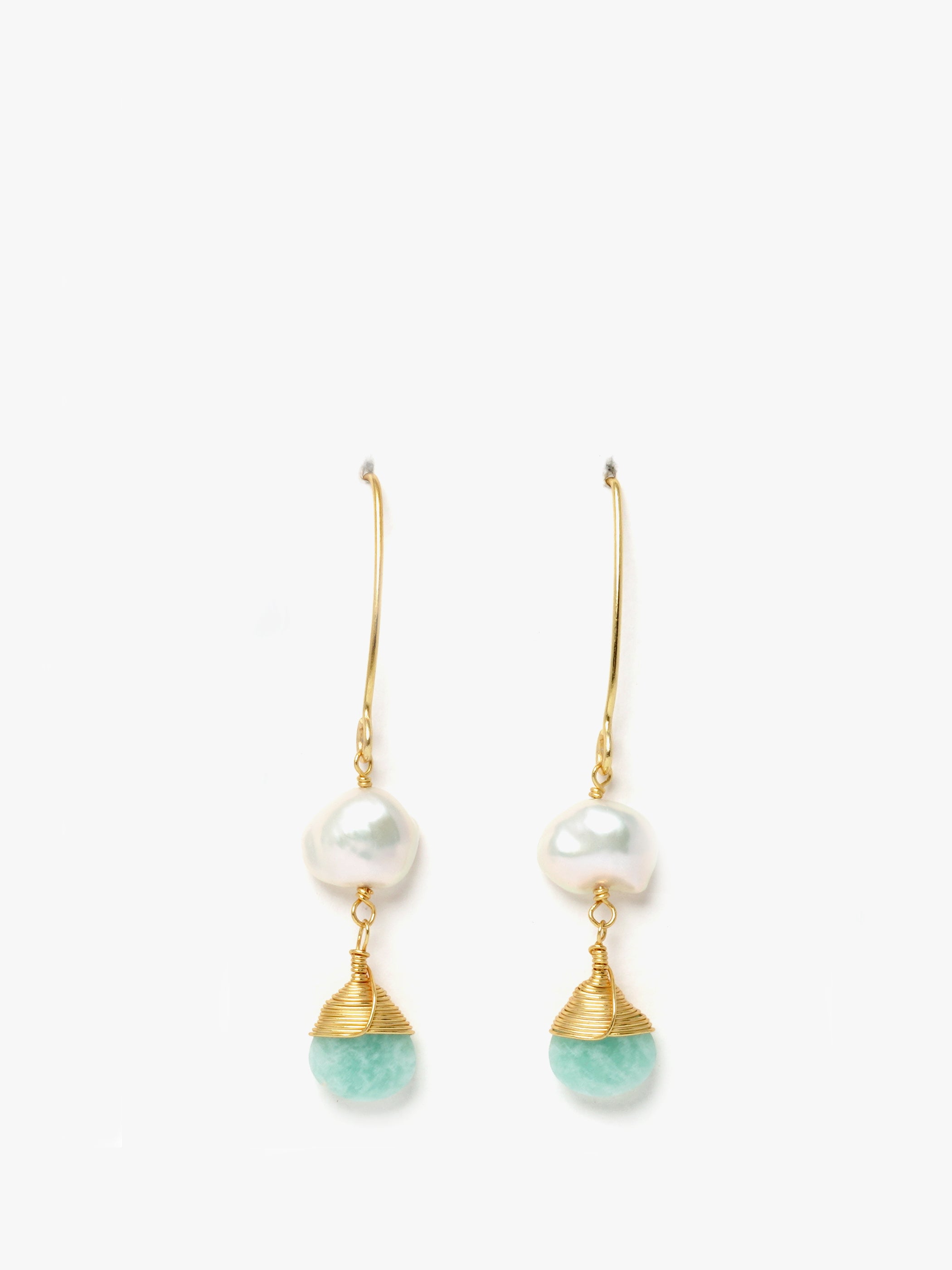 Pearl & Gemstone Drop Danglers - QUEENS JEWELS