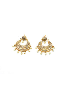 Sona Moti Pearl Drop Jadau Chaanbaali Earrings - QUEENS JEWELS