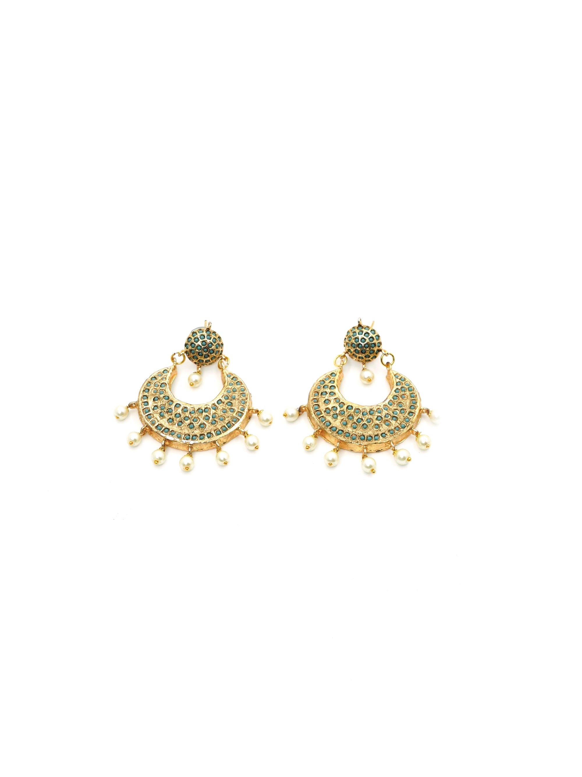 Sona Moti Pearl Drop Jadau Chaanbaali Earrings - QUEENS JEWELS