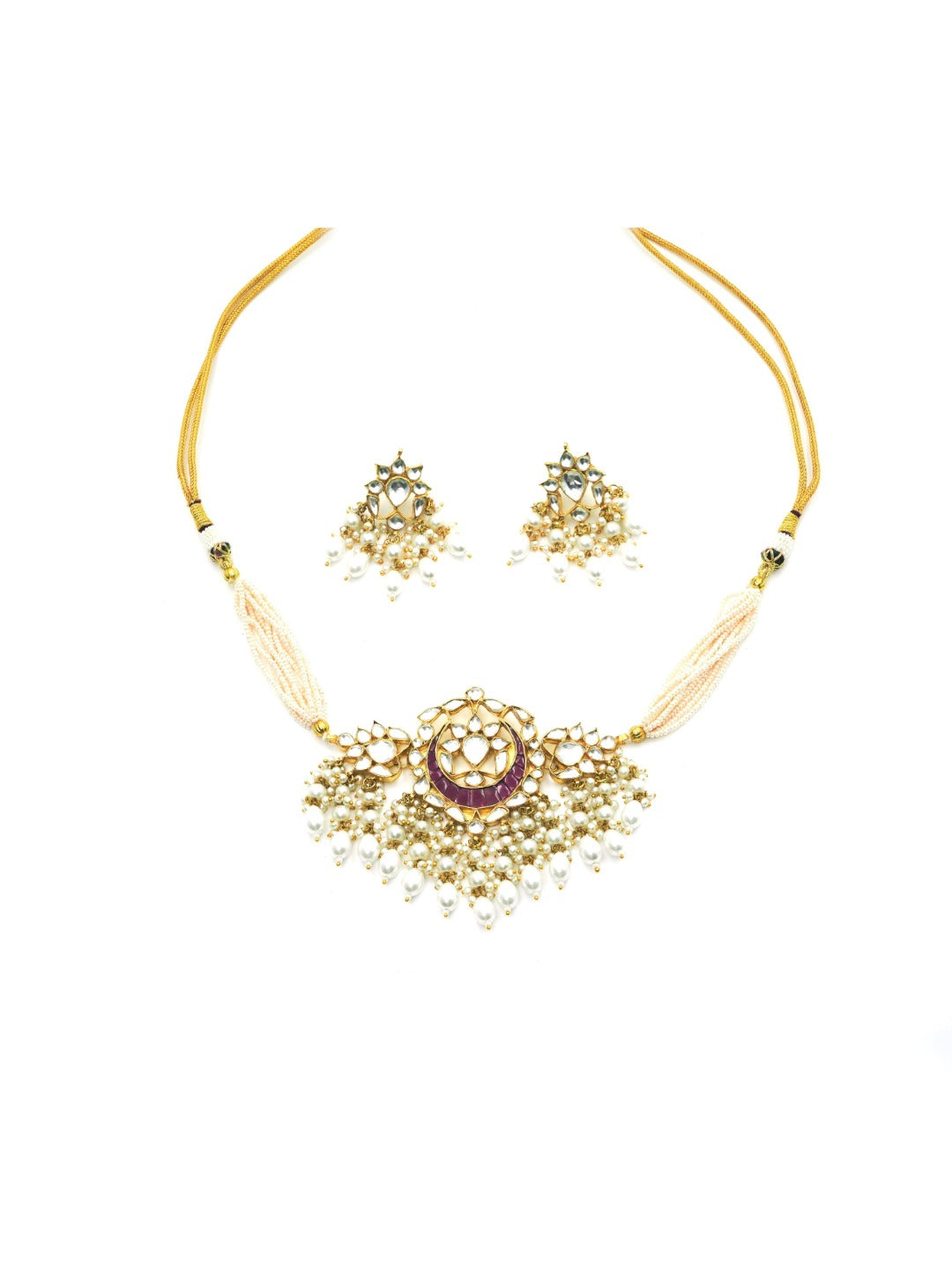 Heritage Glow Kundan Choker with Earrings (Necklace and Earrings Set) - QUEENS JEWELS