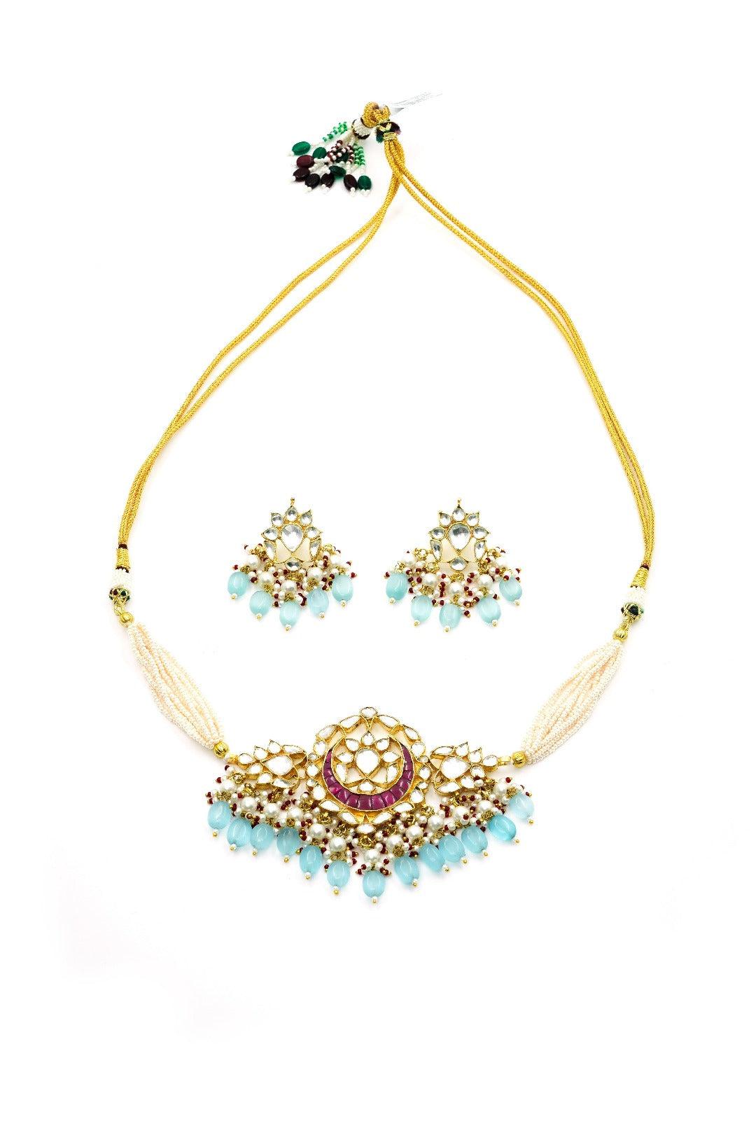 Heritage Glow Kundan Choker with Earrings (Necklace and Earrings Set) - QUEENS JEWELS