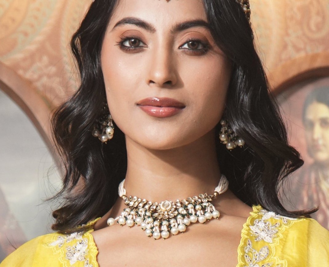 Pachi Kundan Pearl Choker with Earrings (Necklace & Earring Set) - QUEENS JEWELS
