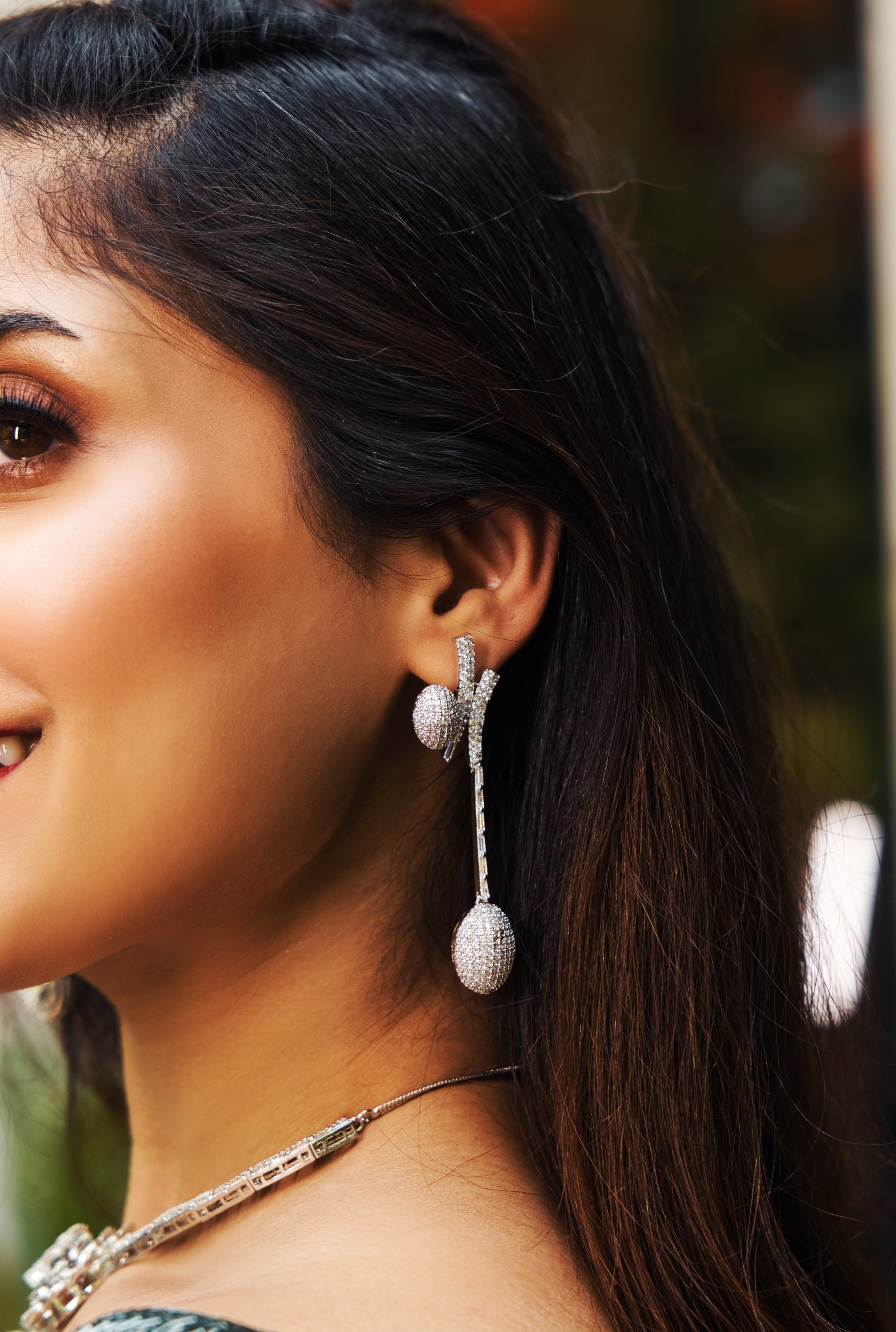 Exquisite Rose American Diamond Set - with Earrings - QUEENS JEWELS