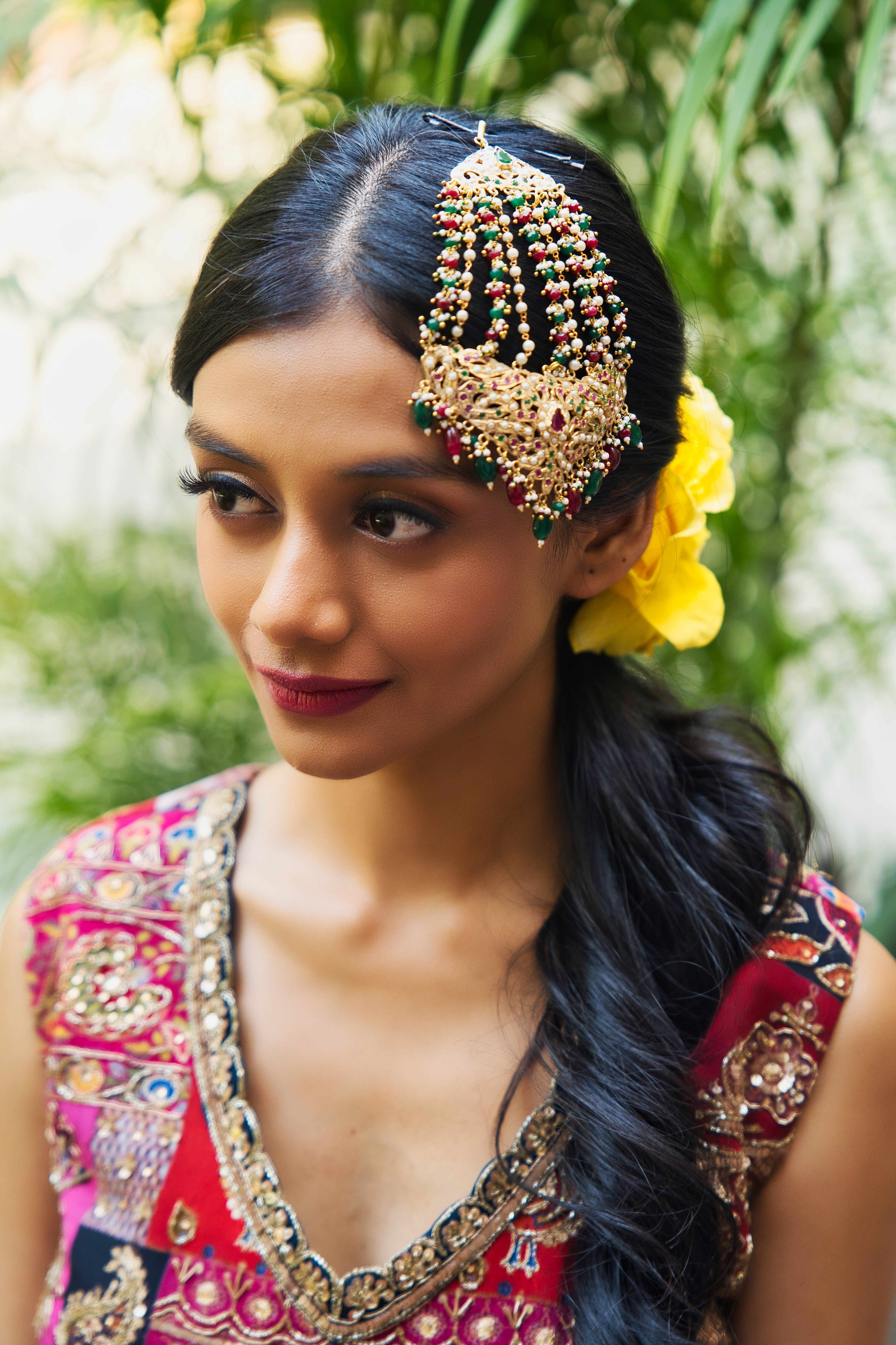 Exquisite Jadau 10 string Multicolour Pasa - QUEENS JEWELS