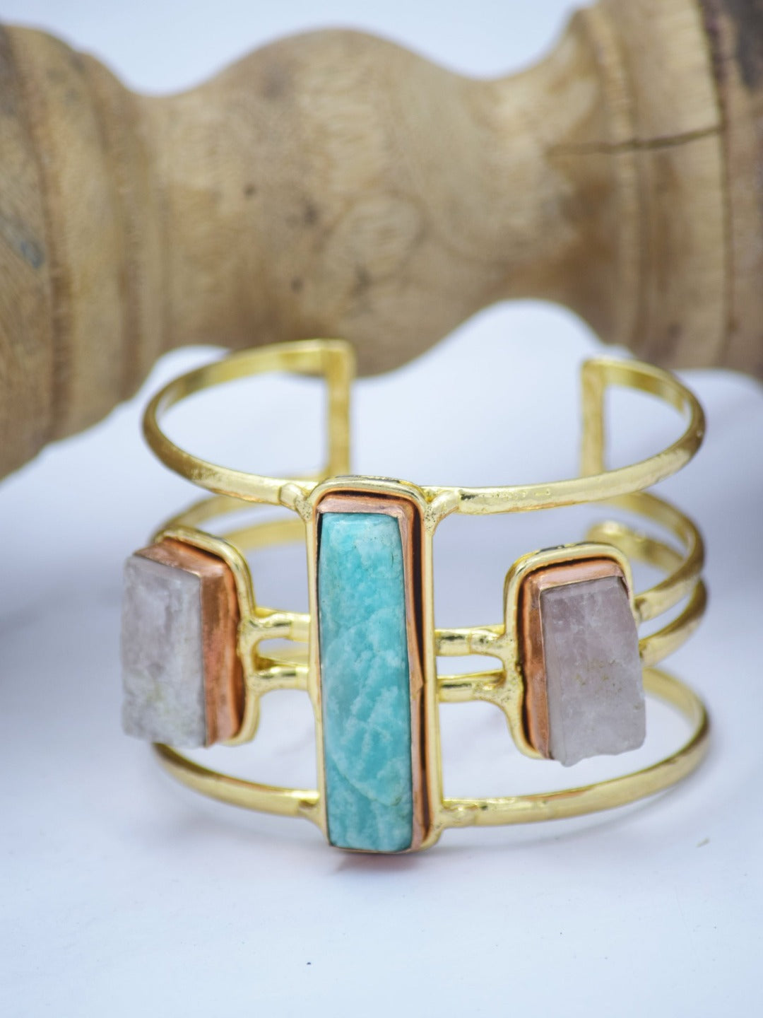 Eliza Three Stone Gold Plated Bracelet - QUEENS JEWELS