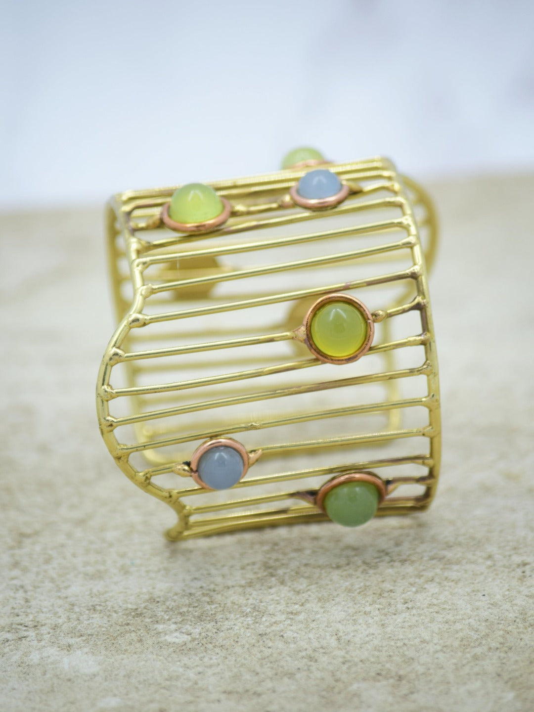 Ellora Multistrand Semi Precious Stone Cuff - QUEENS JEWELS