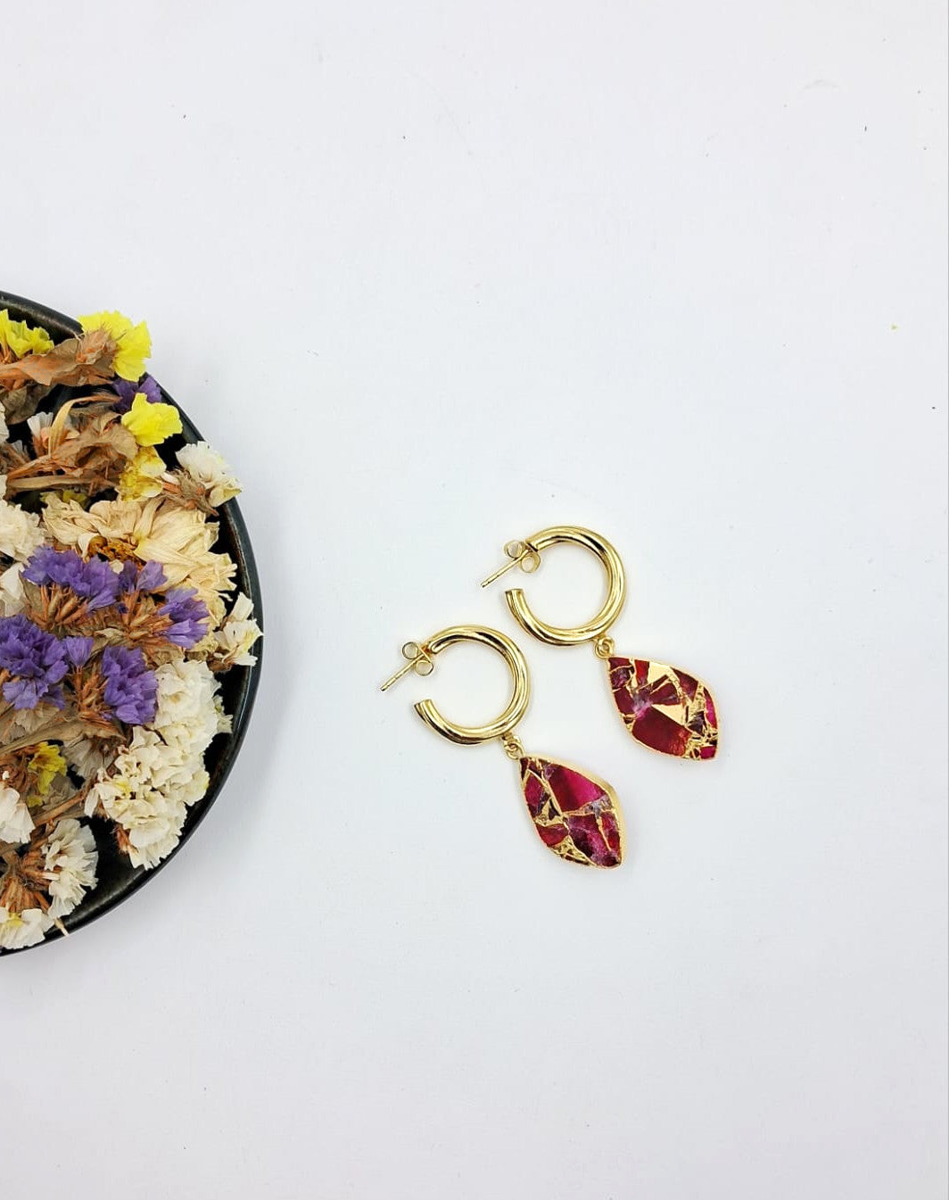 Mohave Leaflet Semi Precious Dangler Earrings - QUEENS JEWELS