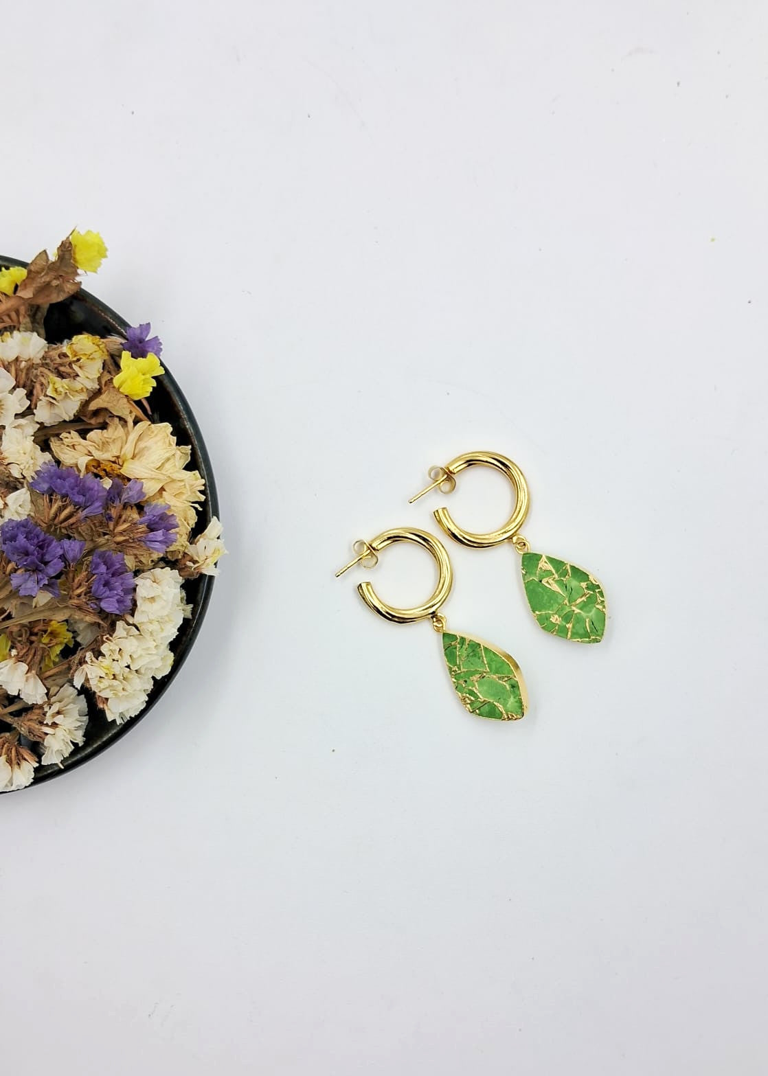 Mohave Leaflet Semi Precious Dangler Earrings - QUEENS JEWELS