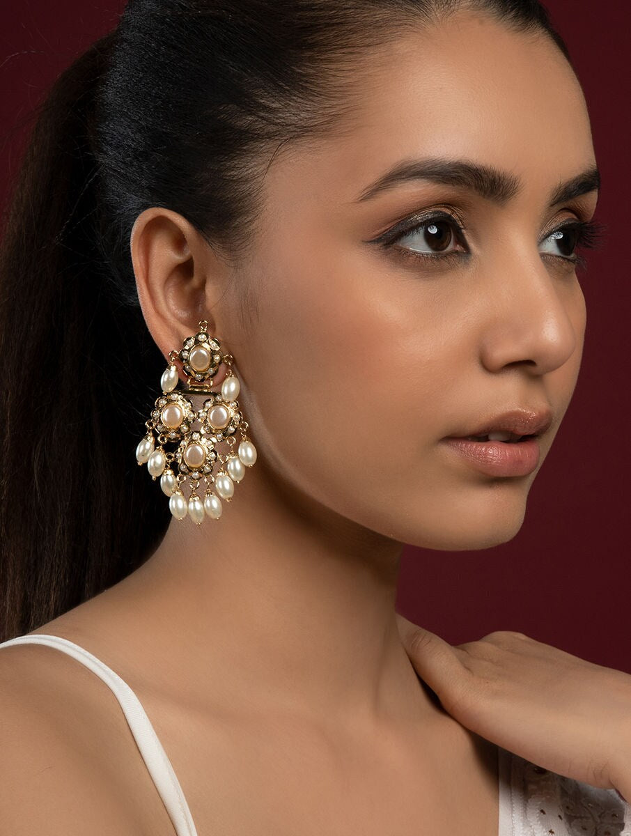 Jadau Pearl Earrings - QUEENS JEWELS