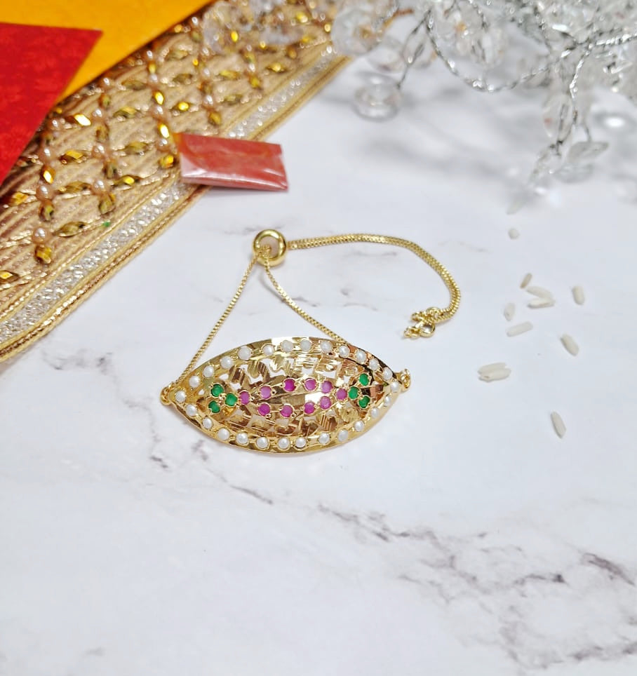 Evileye Look Alike  Jadau Bracelet Rakhi - QUEENS JEWELS