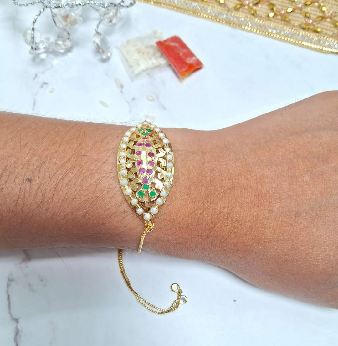 Evileye Look Alike  Jadau Bracelet Rakhi - QUEENS JEWELS