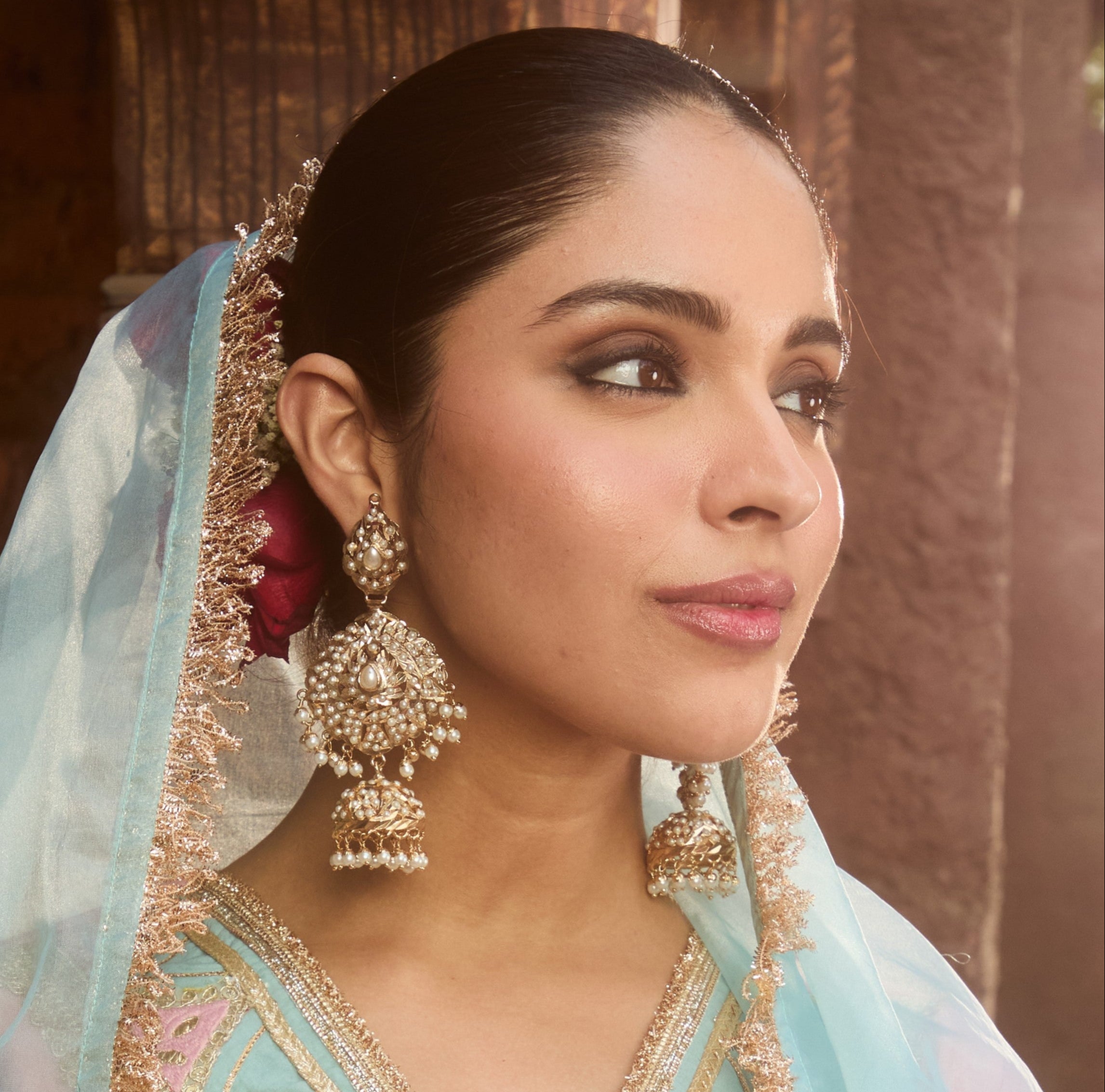 Elegant White Jadau Earrings with Layered Pearl Jhumka Drops - QUEENS JEWELS