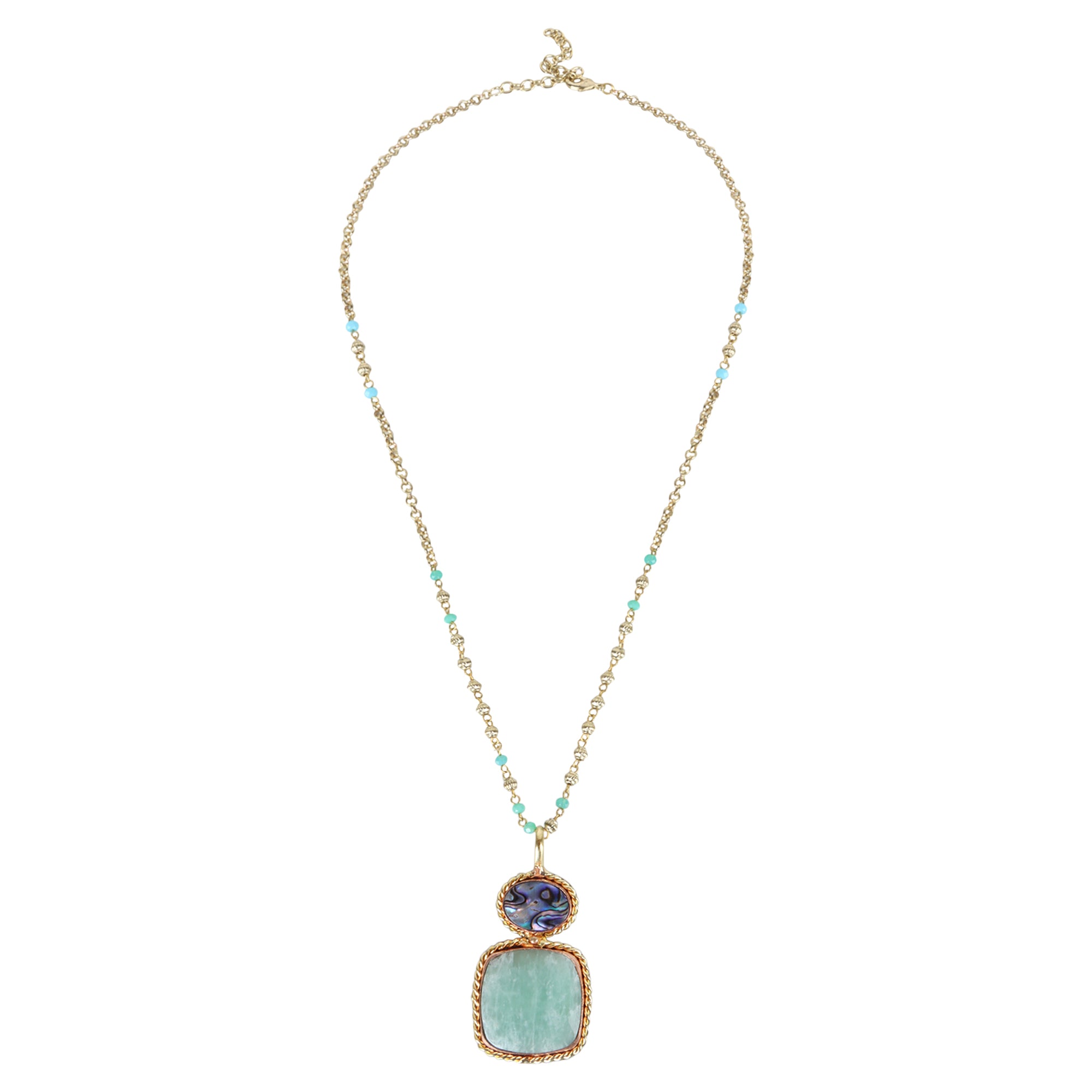 Pernia Pendant Necklace with Dual-Tone Beaded Chain - QUEENS JEWELS