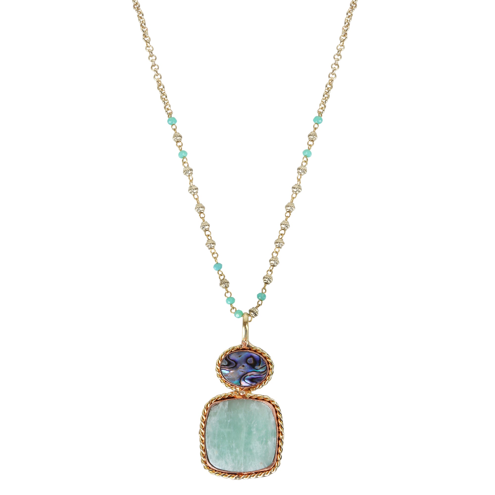 Pernia Pendant Necklace with Dual-Tone Beaded Chain - QUEENS JEWELS