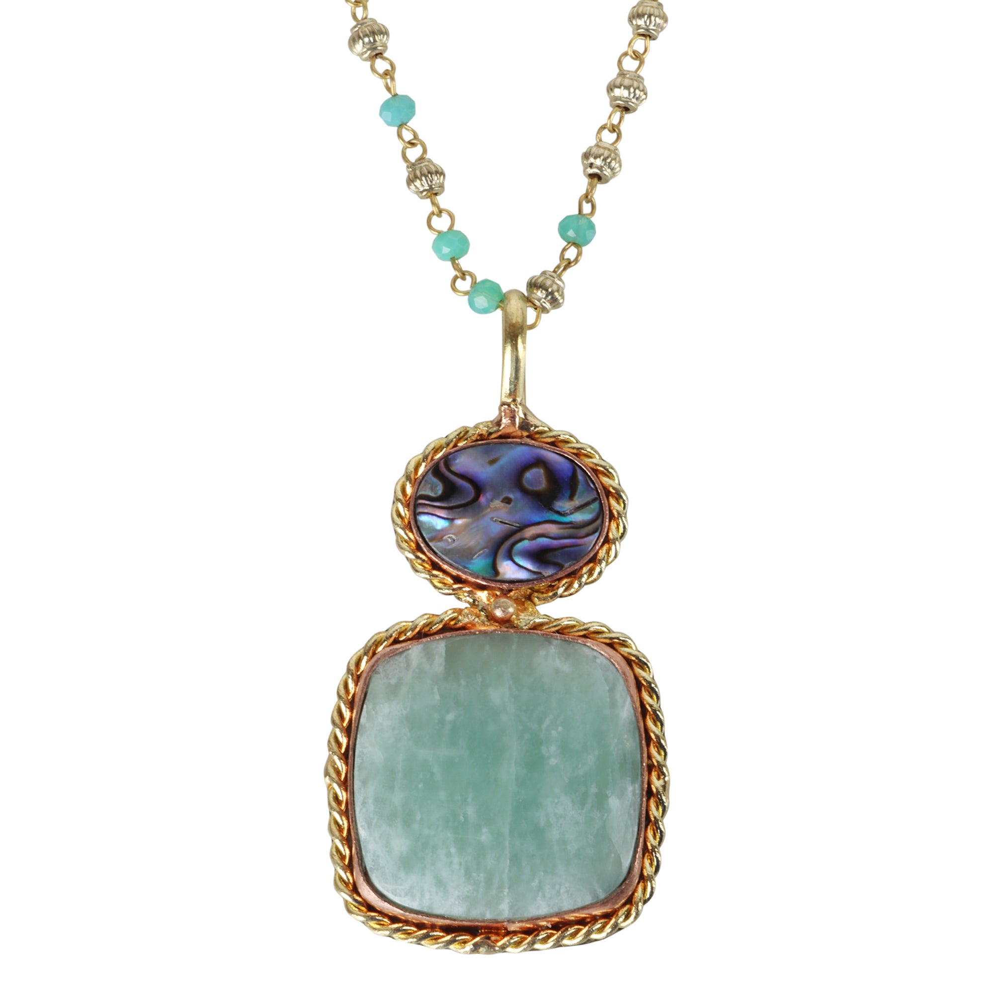 Pernia Pendant Necklace with Dual-Tone Beaded Chain - QUEENS JEWELS