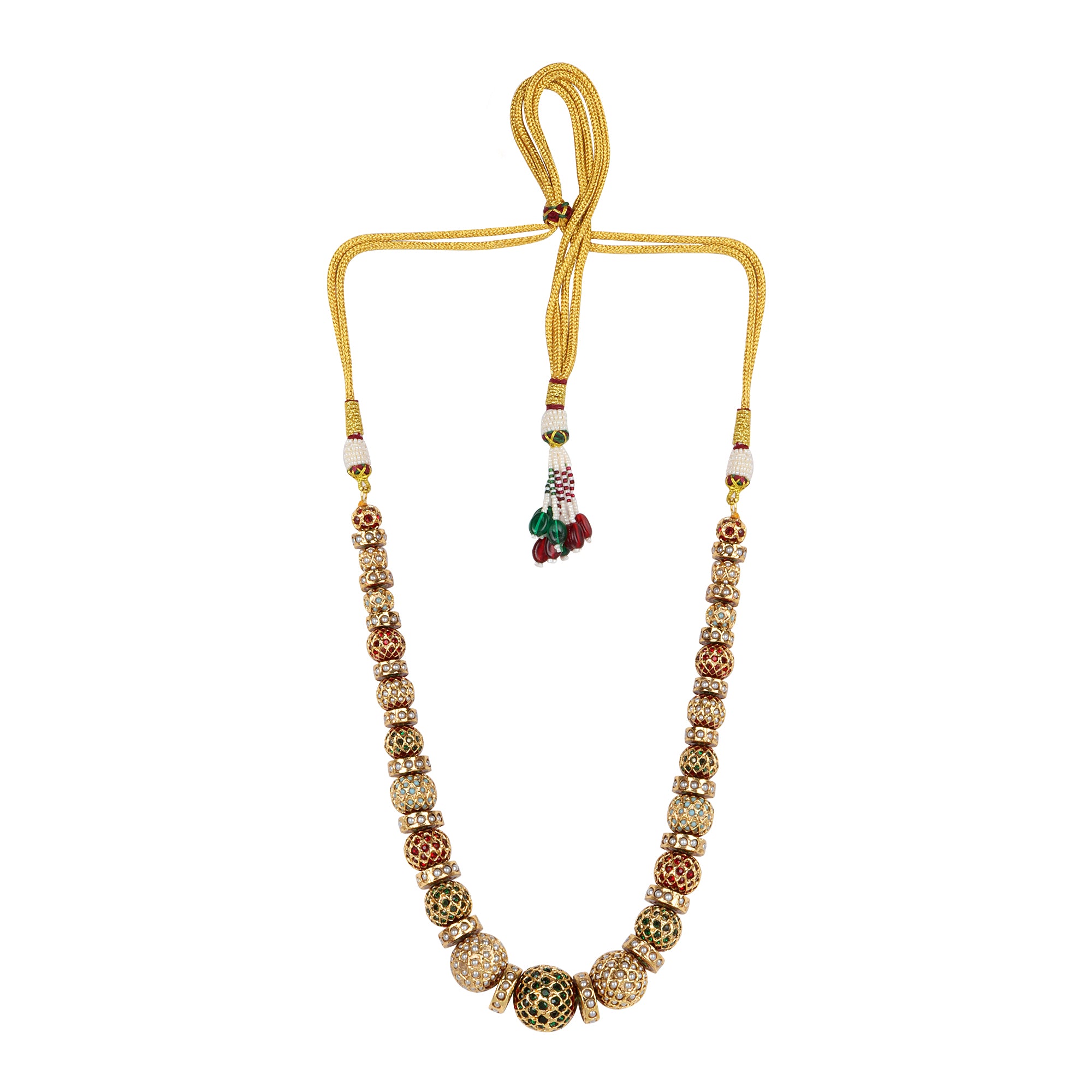 Traditional Gold-Toned Beaded Sona Moti Necklace - QUEENS JEWELS