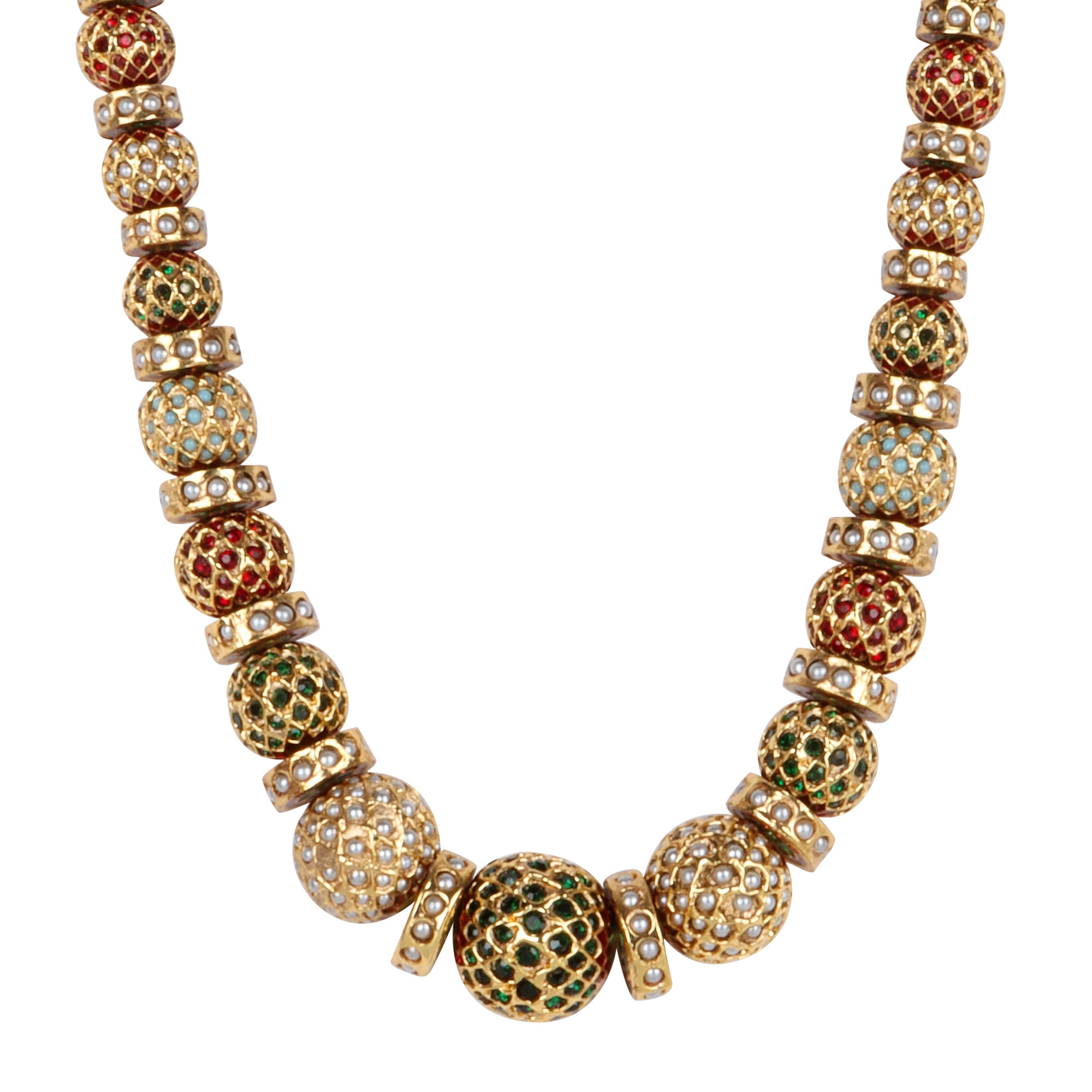 Traditional Gold-Toned Beaded Sona Moti Necklace - QUEENS JEWELS