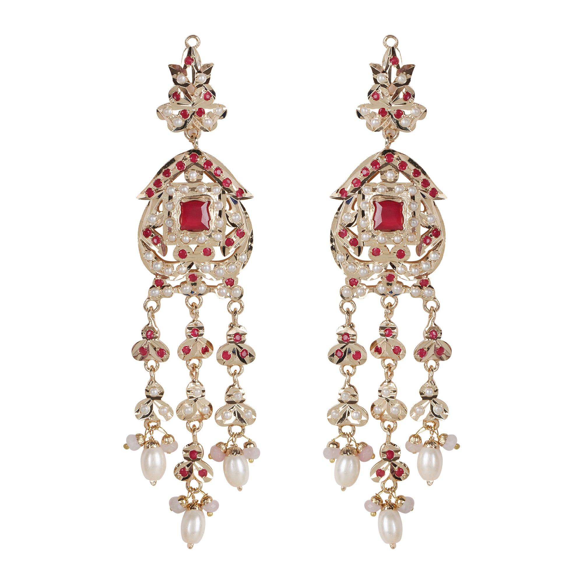 Royal Jadau Pink Jadau Necklace Set with Earrings - QUEENS JEWELS