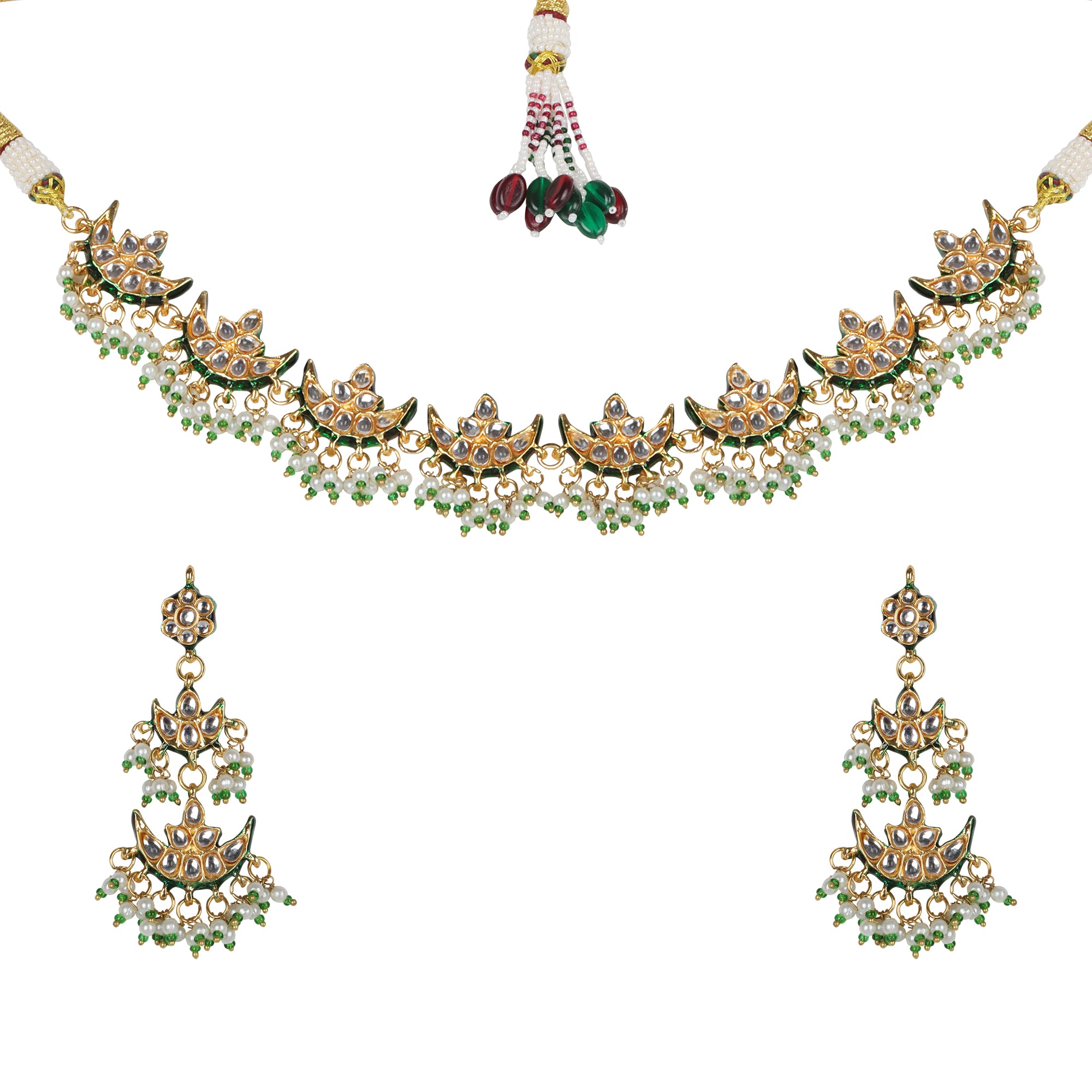 Ariana Kundan Choker Set with Earrings - QUEENS JEWELS