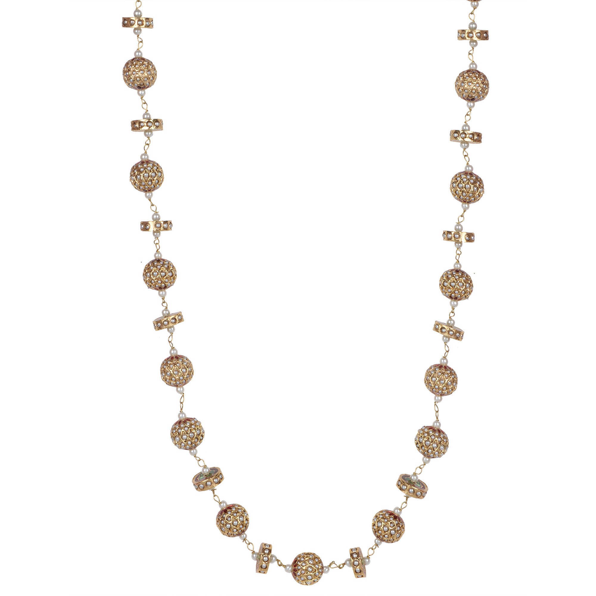 Timeless Single-Line Sona Moti Necklace - QUEENS JEWELS