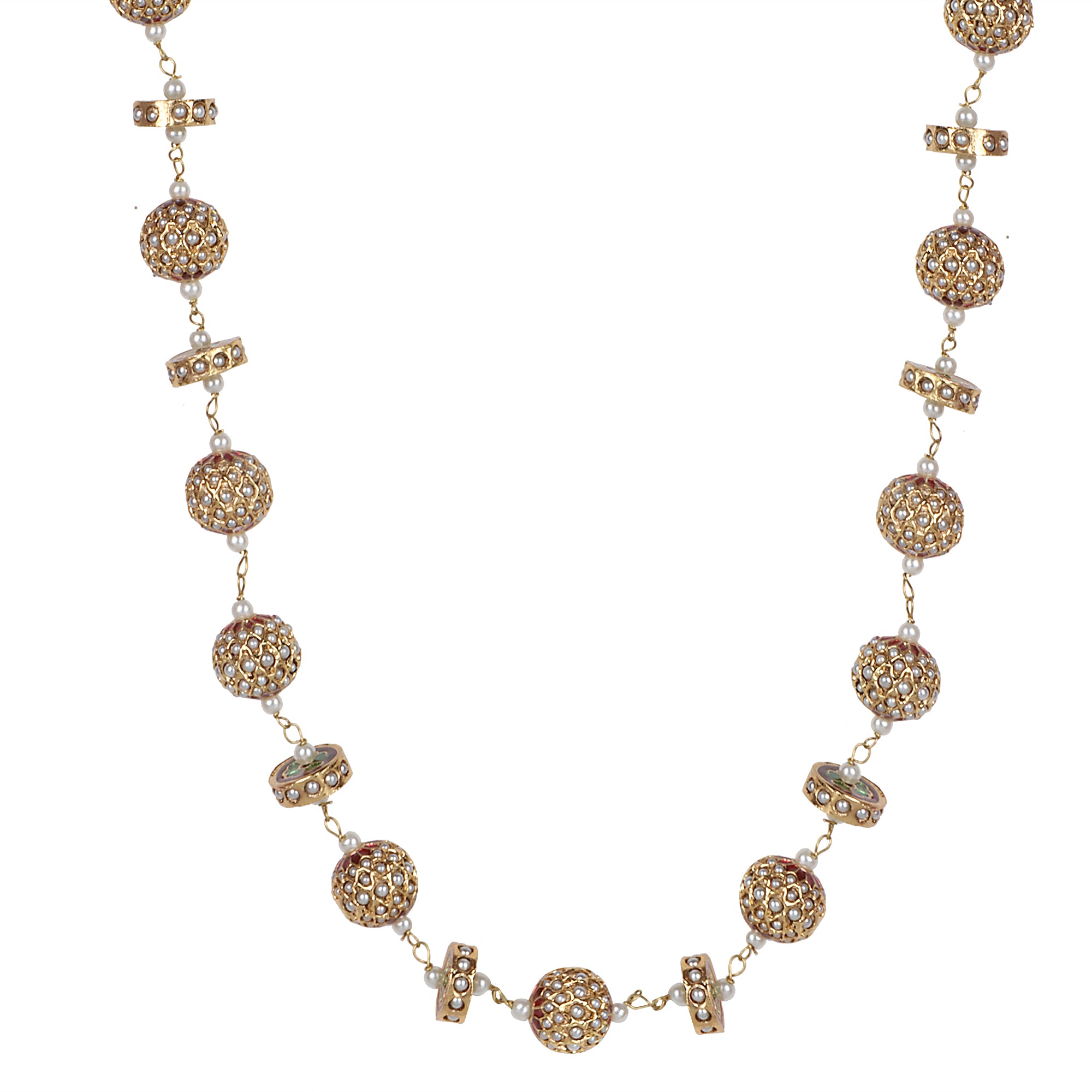Timeless Single-Line Sona Moti Necklace - QUEENS JEWELS