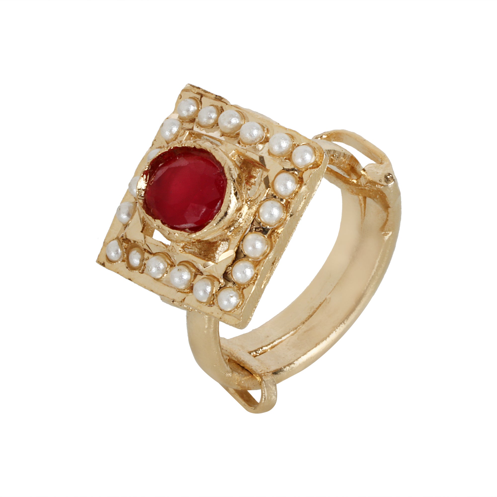 Royal Ruby and White Stone Choker Set with Earrings and Ring - QUEENS JEWELS