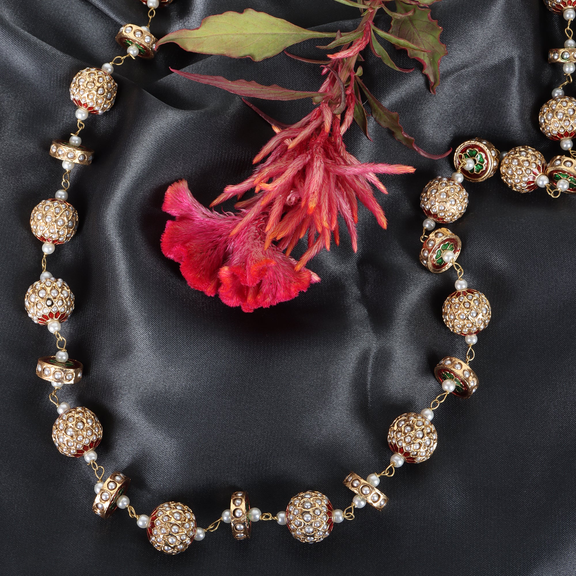 Timeless Single-Line Sona Moti Necklace - QUEENS JEWELS